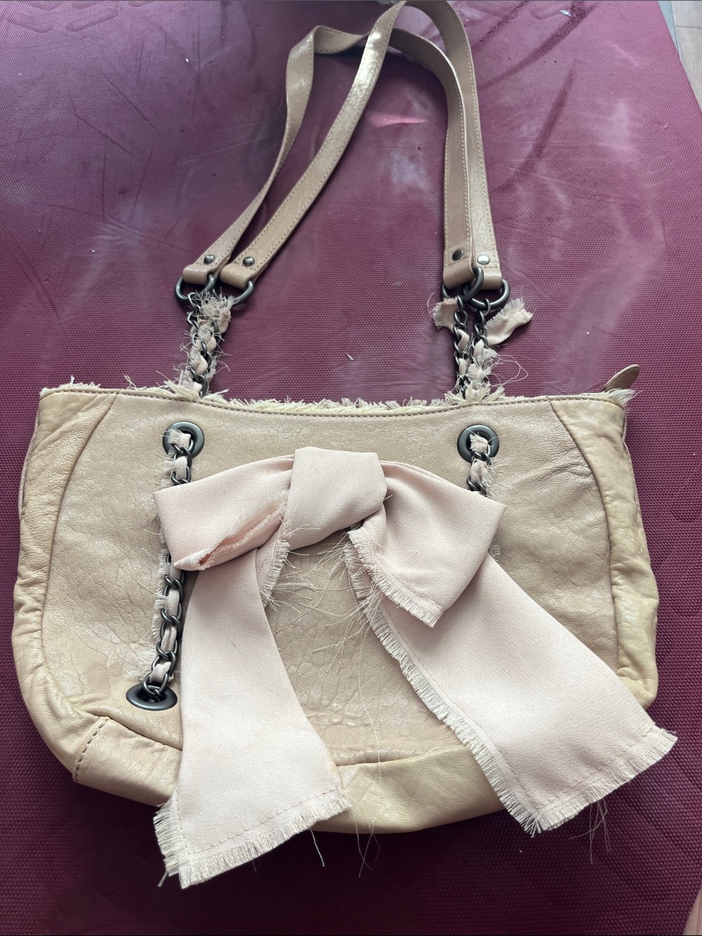 Anthropologie Bow-Accent pale pink Shoulder Bag miss allbright